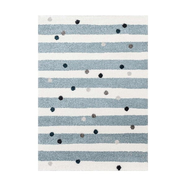 Balts/zils antialerģisks bērnu paklājs 170x120 cm Stripes and Dots – Yellow Tipi