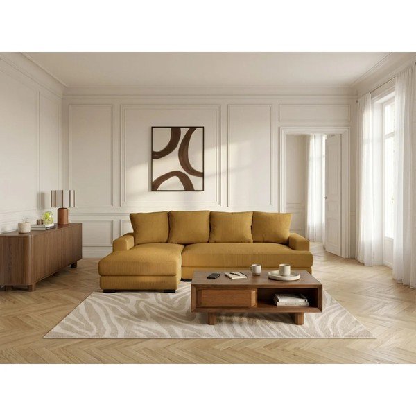 Dzeltens velveta salokāms/ar uzglabāšanas vietu stūra dīvāns (ar kreiso stūri/ar zvilni) Campi – Bobochic Paris-image-2