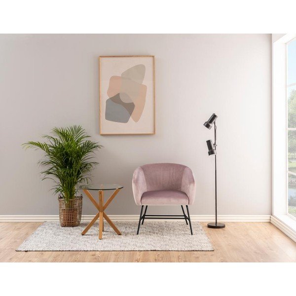 Pūdera rozā samta krēsls Actona Ramsey-image-1