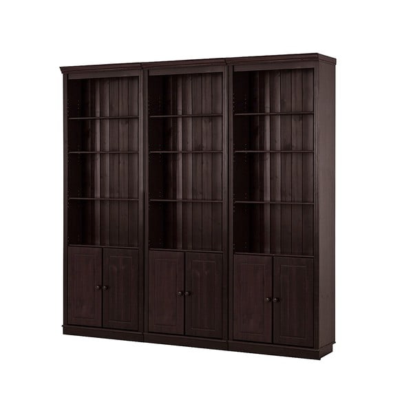 Brūns priedes masīvkoka grāmatplaukts 222x223 cm Anita – Støraa-image-2