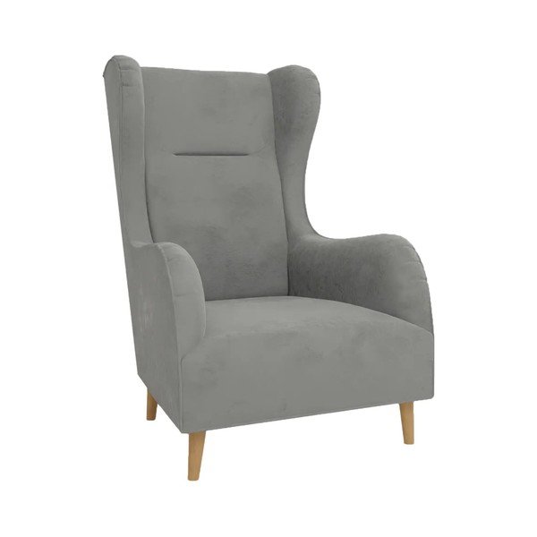 Gaiši pelēks samta atpūtas krēsls ar atzveltni Carole – Ropez