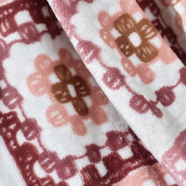 Rozā mikroplīša pleds 130x170 cm Crochet Print – Catherine Lansfield-image-2