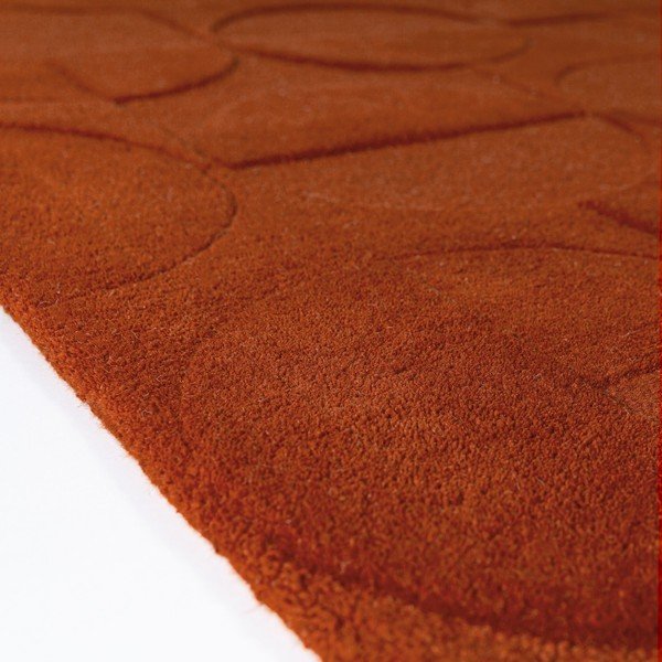 Terakotas oranžs ar rokām darināts vilnas apaļš paklājs ø 160 cm Gigi – Flair Rugs-image-3