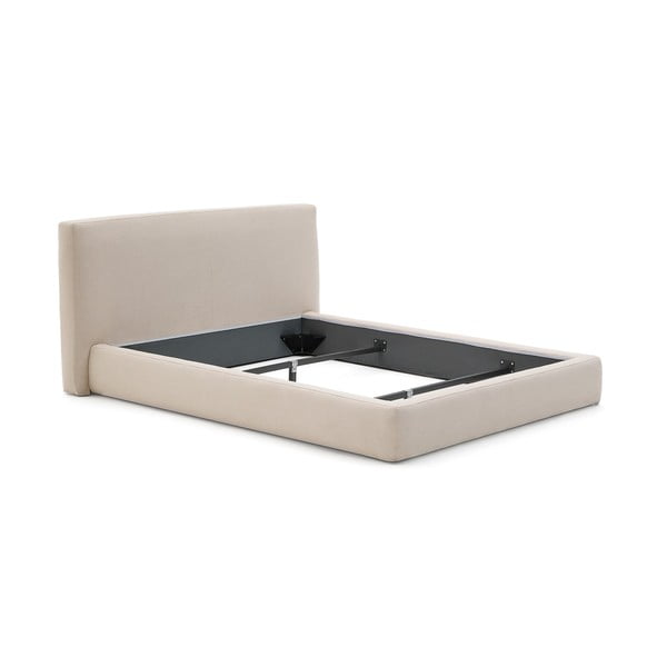 Bēša polsterēta divvietīga gulta bez režģa 160x200 cm Blok – Kave Home