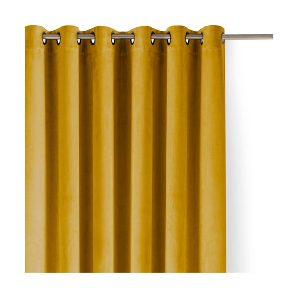 Sinepju dzeltens samta daļēji gaismu necaurlaidīgs aizkars 530x225 cm Velto – Filumi