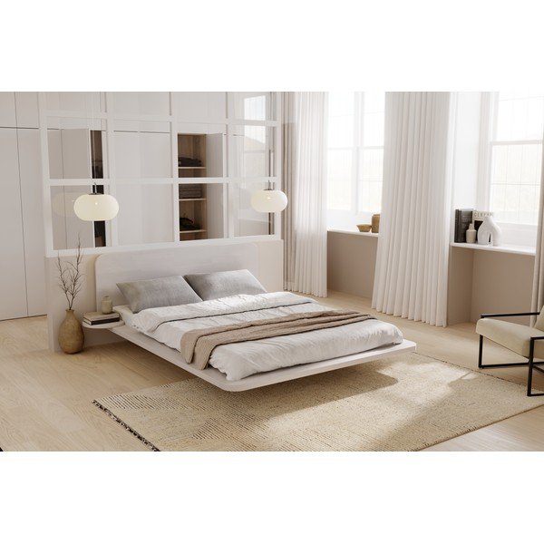 Balta divguļamā gulta no dižskābarža koka 140x200 cm Japandic – Skandica-image-4