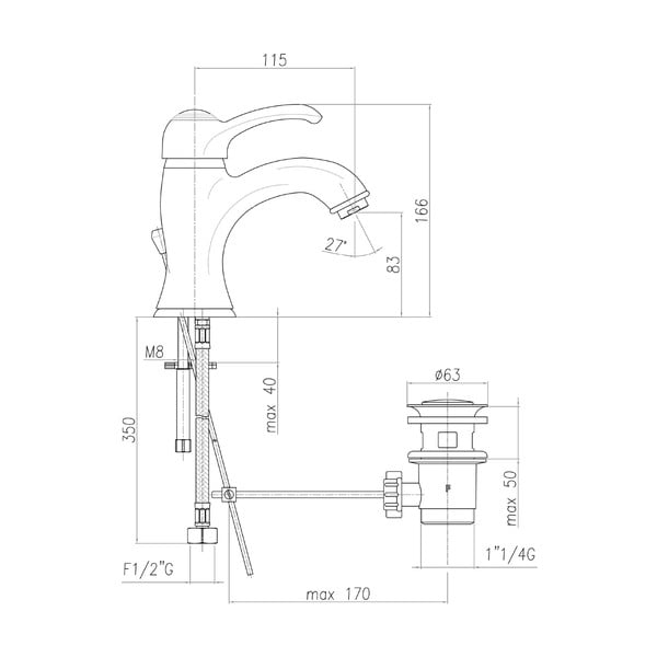 Bronzas krāsas stāvošs jaucējkrāns izlietnei Kirké – Sapho-image-3