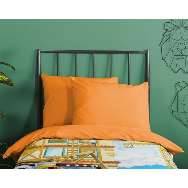 Oranža vienguļamā kokvilnas bērnu gultas veļa 140x200 cm Building – Good Morning-image-2