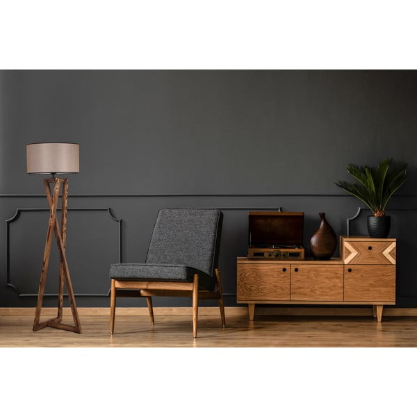 Brūna stāvlampa ar auduma abažūru (augstums 149 cm) Maçka – Opviq lights-image-1