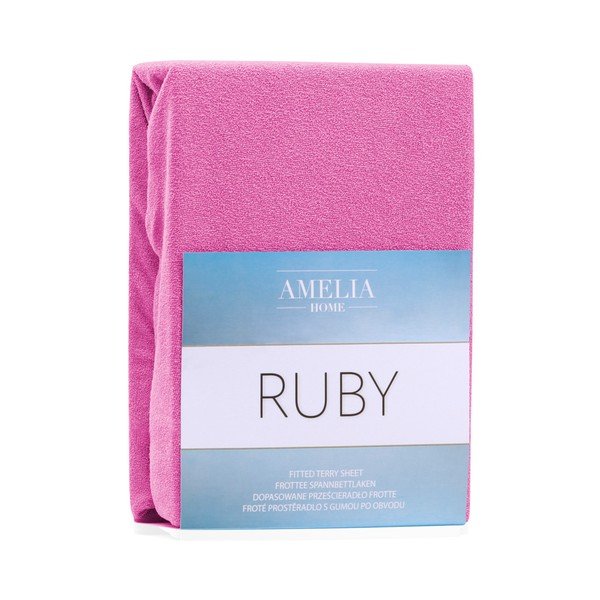 Fuksiju rozā elastīgs palags divguļamai gultai AmeliaHome Ruby Siesta, 200/220 x 200 cm-image-1
