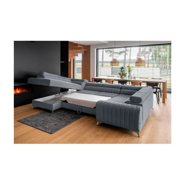 Zils salokāms/ar uzglabāšanas vietu stūra dīvāns (ar kreiso stūri/U veida) Louis – ELTAP-image-4