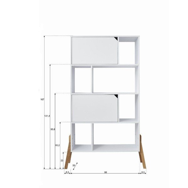 Balts ozola grāmatu plaukts BELLAMY Lotta-image-3