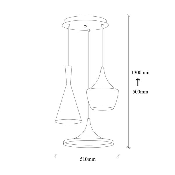 Melna/vara krāsas piekaramā lampa ar metāla abažūru ø 51 cm Elmas – Opviq lights-image-3