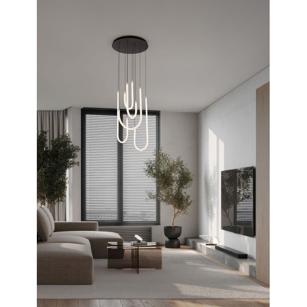 Balta/matēti melna tērauda LED piekaramā lampa ar regulējamu spilgtumu ar akrila stikla abažūru ø 50 cm Topaz – Nova Luce-image-1