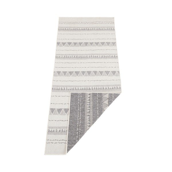 Pelēks un krēmkrāsas āra paklājs NORTHRUGS Bahamas, 80 x 350 cm-image-2