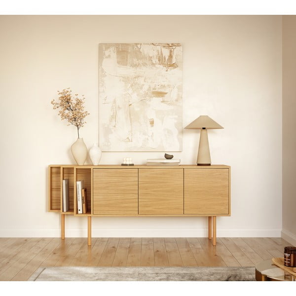 Dabīga toņa kumode ar ozolkoka imitāciju 189x65x44 cm Shift – Woodman-image-1