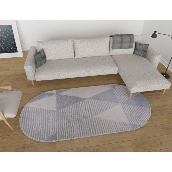 Pelēks mazgājams paklājs 80x120 cm Oval – Vitaus-image-1
