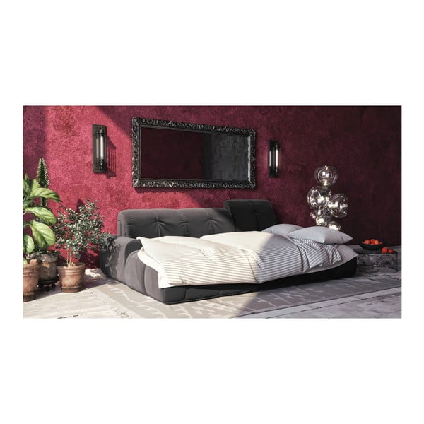 Tumši pelēks samta stūra izvelkamais dīvāns Devichy Tous, labais stūris-image-3