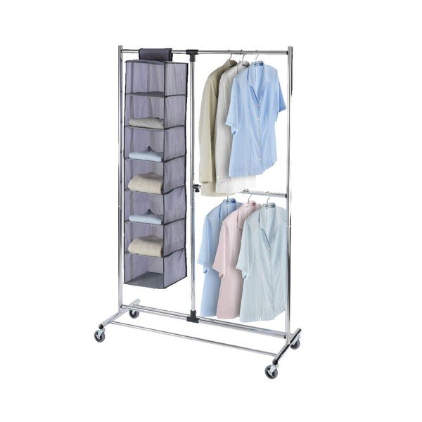 Pelēks metāla izvelkams un pārvietojams drēbju pakaramais statīvs Profissimo – Wenko-image-2