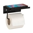 Melns metāla pašlīmējošs tualetes papīra turētājs ar plauktu Desulo – Wenko