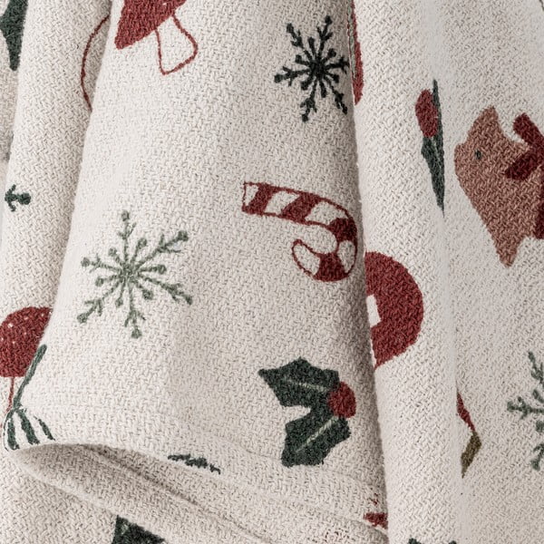 Balts pleds ar Ziemassvētku motīvu 130x160 cm Yule – Bloomingville-image-2