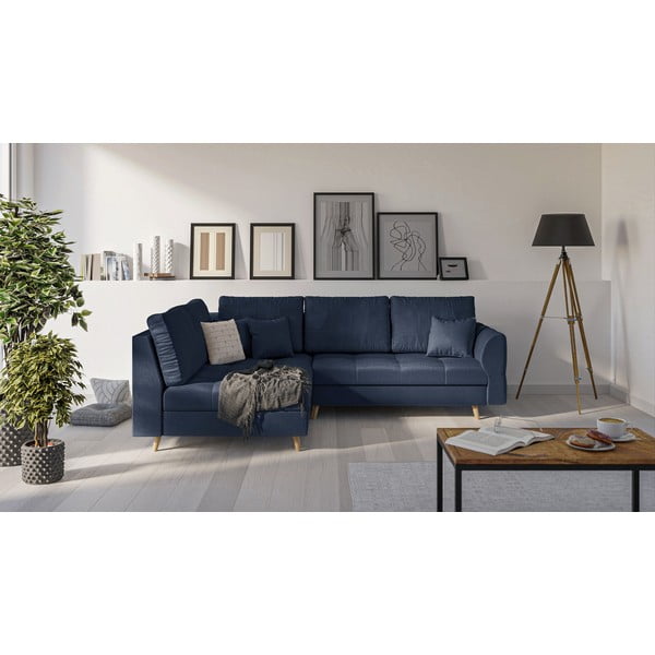 Tumši zils stūra dīvāns (kreisais stūris) Ariella – Ropez-image-1