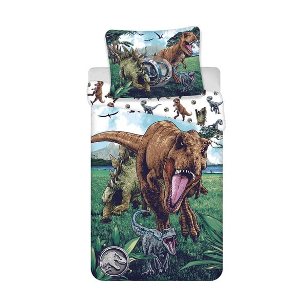 Vienguļamā kokvilnas bērnu gultas veļa 140x200 cm Jurassic World "Trio" – Jerry Fabrics