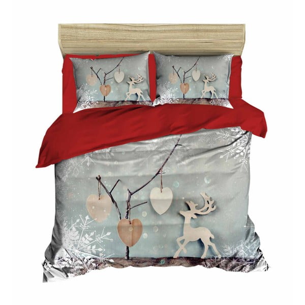 Gultas veļas un gultasveļas komplekts divguļamai gultai Ziemassvētku ziemeļbriedis, 200 x 220 cm