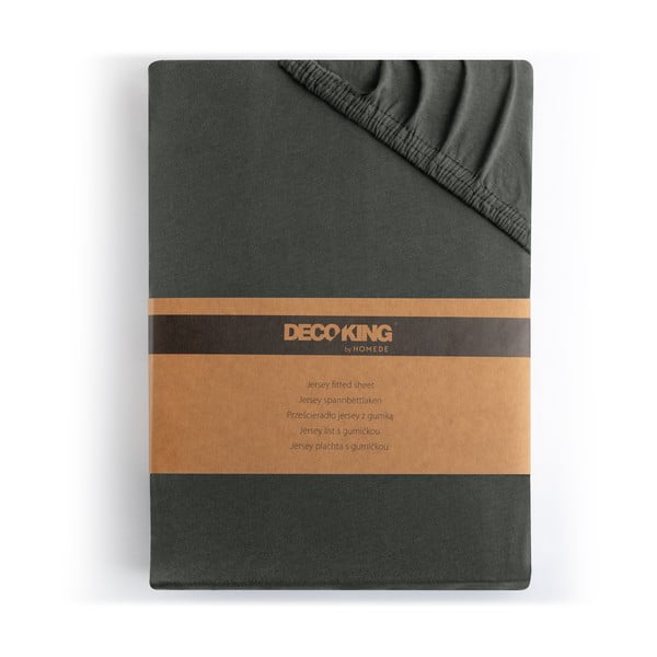 Tumši pelēks trikotāžas palags ar gumiju 240x200 cm Amber – Restilo-image-4