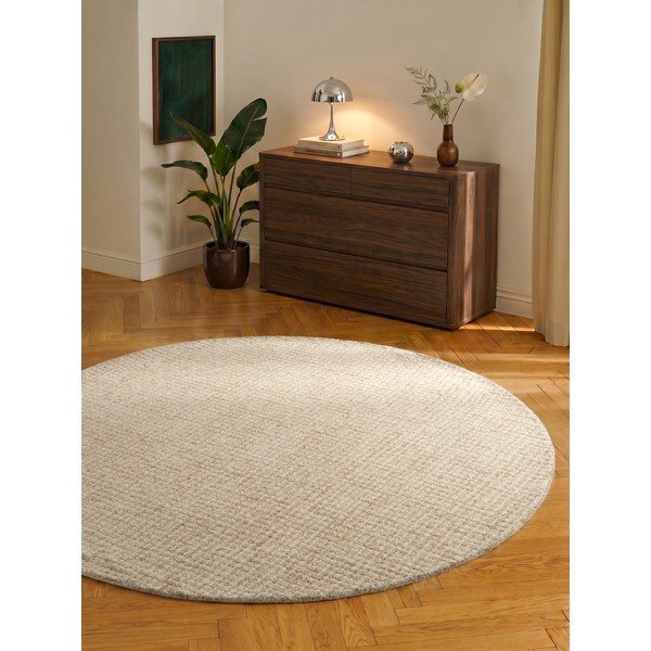 Dabīga toņa vilnas apaļš paklājs ø 160 cm Eloise – Hanse Home-image-1