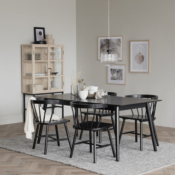 Melns ēdamgalds Rowico Lotta, 180 x 90 cm-image-1