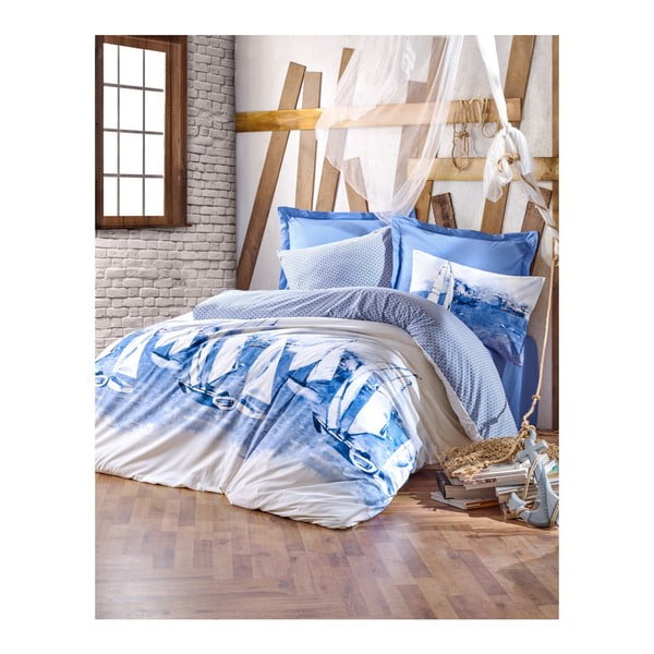 Kokvilnas gultasveļas komplekts ar Pantalon palagu, 200 x 220 cm
