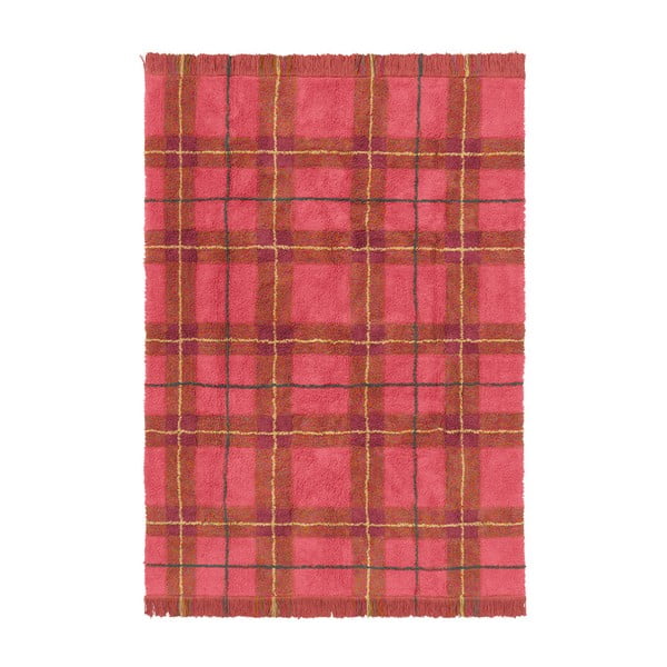 Sarkans mazgājams/ar rokām darināts kokvilnas paklājs 140x190 cm Tartan Vintage Red – Lorena Canals