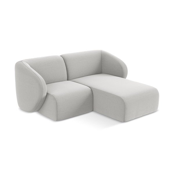 Gaiši pelēks samta stūra dīvāns (ar labo stūri/ar zvilni) Lani – Makamii-image-2