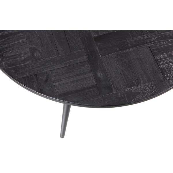 Melns tīkkoka masīvkoka apaļš žurnālgaldiņš ø 74 cm Leo – WOOOD-image-3