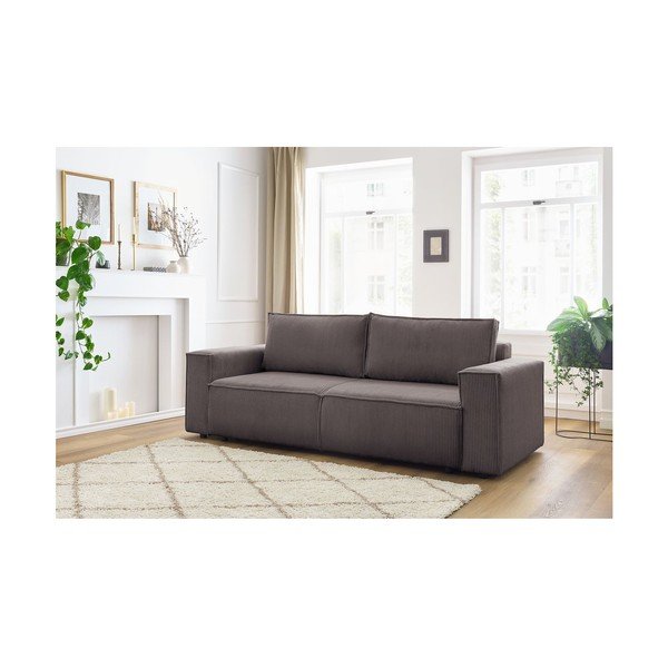 Pelēkbrūns velveta salokāms dīvāns 245 cm Nihad – Bobochic Paris-image-1