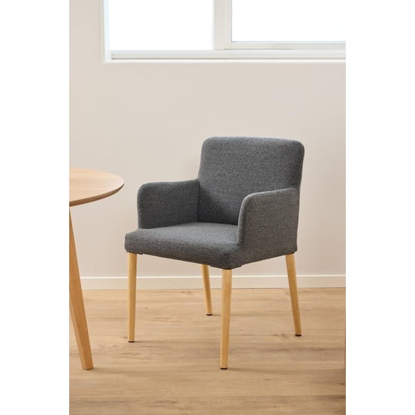 Pelēks polsterēts ēdamistabas krēsls ar roku balstiem Zoe – Actona-image-2