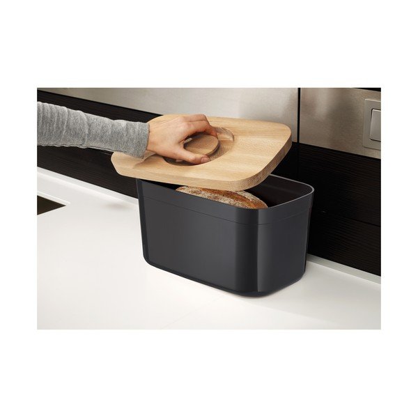 Melna maizes tvertne ar koka vāku Joseph Joseph Bin-image-1