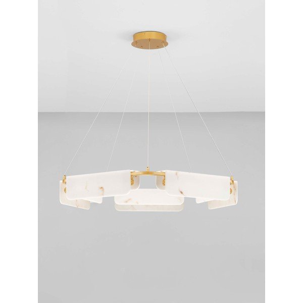 Krēmkrāsas/misiņa krāsas LED piekaramā lampa ar marmora imitāciju ar regulējamu spilgtumu ø 93 cm Aider – Nova Luce-image-4