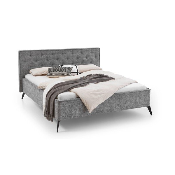 Pelēka polsterēta divvietīga gulta bez režģa 140x200 cm Alicante – Meise Möbel-image-4