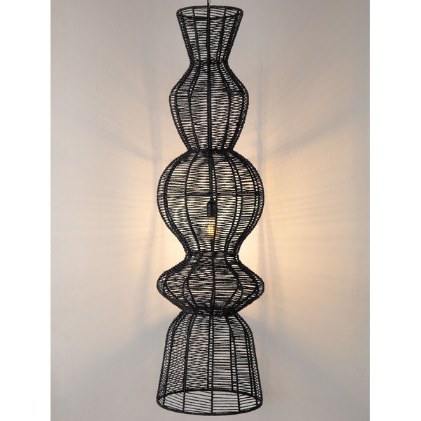 Matēti melna no virves piekaramā lampa ø 38 cm Breena – Nova Luce-image-1