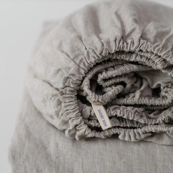 Dabīga toņa lina palags ar gumiju 140x200 cm Natural – Linen Tales-image-3