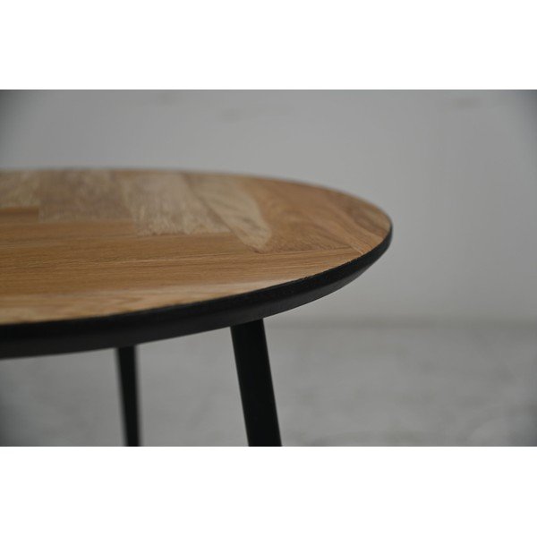 Melns apaļš žurnālgaldiņš no ozolkoka ø 60 cm Fishbone – HSM collection-image-1