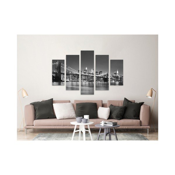 Daudzdaļīga glezna Styler Canvas Bridge BW, 100 x 150 cm-image-2