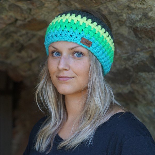 Rokām tamborēta galvas lenta DOKE Stripes Blue-image-3