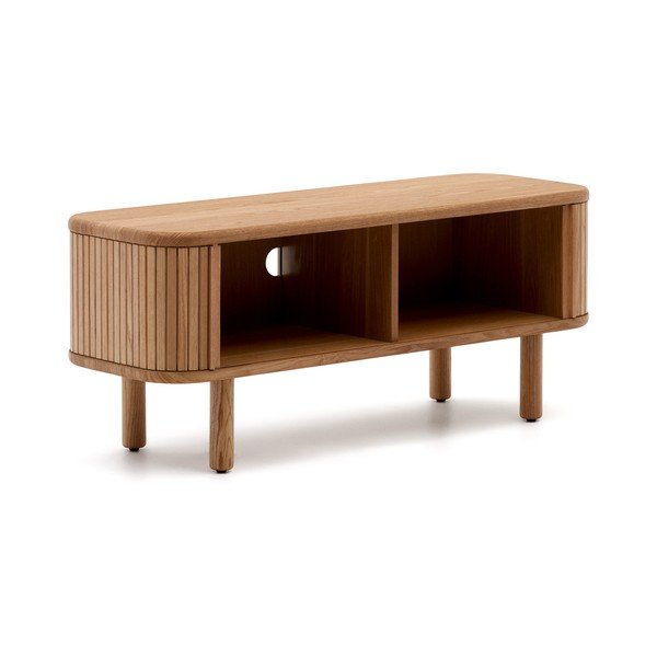 Dabīga toņa TV galdiņš ar oškoka imitāciju 120x50x40 cm Mailen – Kave Home-image-3