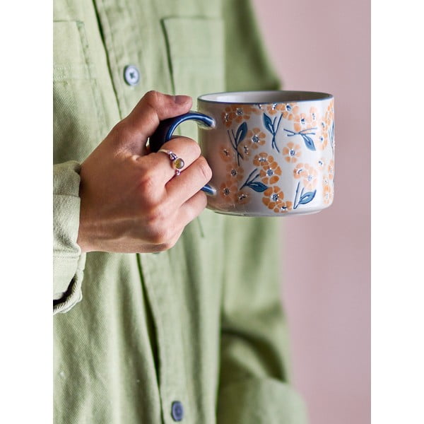 Zila/bēša māla krūze 400 ml Myah – Bloomingville-image-1