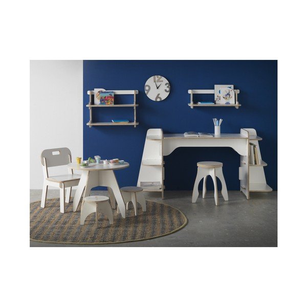 Balts plaukts bērnu istabai, kas izgatavots no saplākšņa Geese Piper-image-1