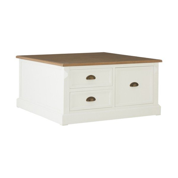 Balts žurnālgaldiņš ar egles koka imitāciju 90x90 cm Hardwick – Premier Housewares