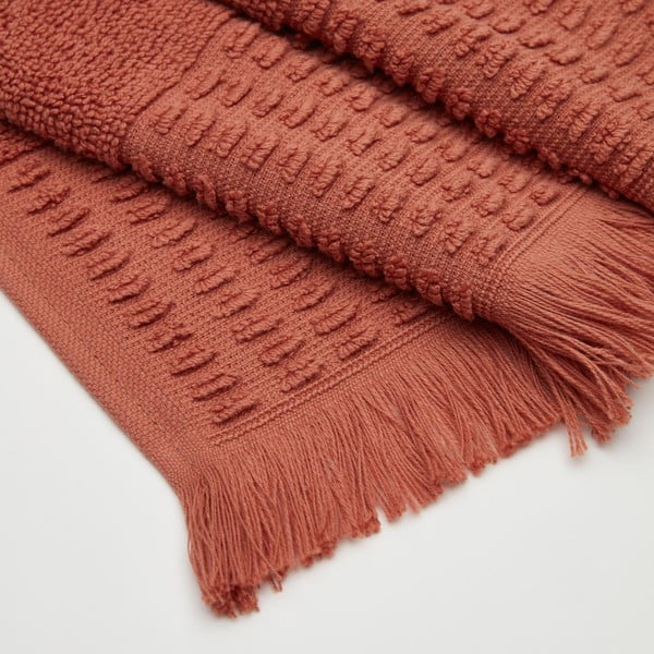 Ķieģeļu sarkans kokvilnas dvielis 50x90 cm Veta – Kave Home-image-3